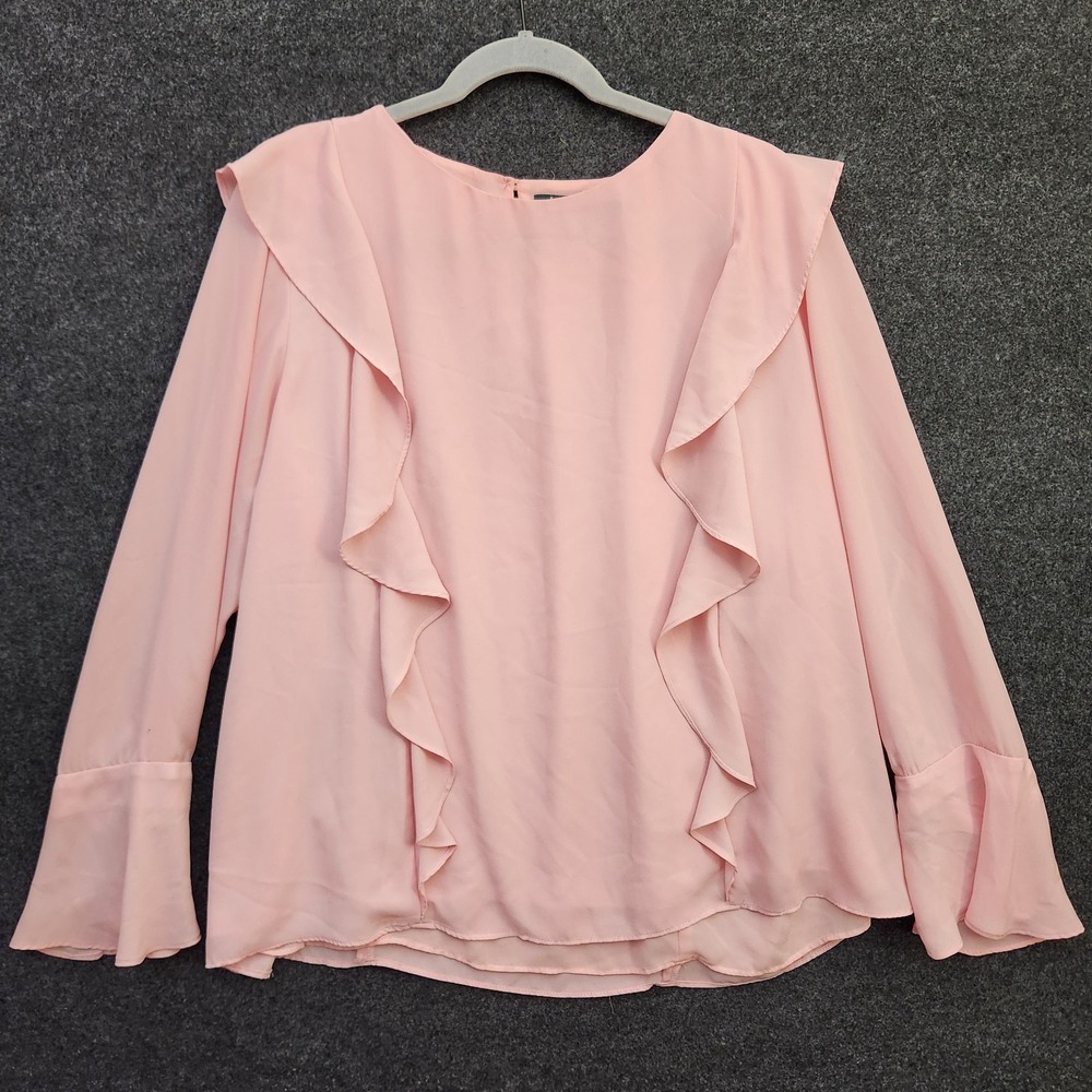 Lauren Ralph Lauren Women's 2XL Pink Ruffle Top Whimsical Romantic Breezy
